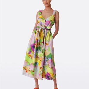 Stine Goya “Stina” dress Faded Floral print Organic Cotton Poplin size L